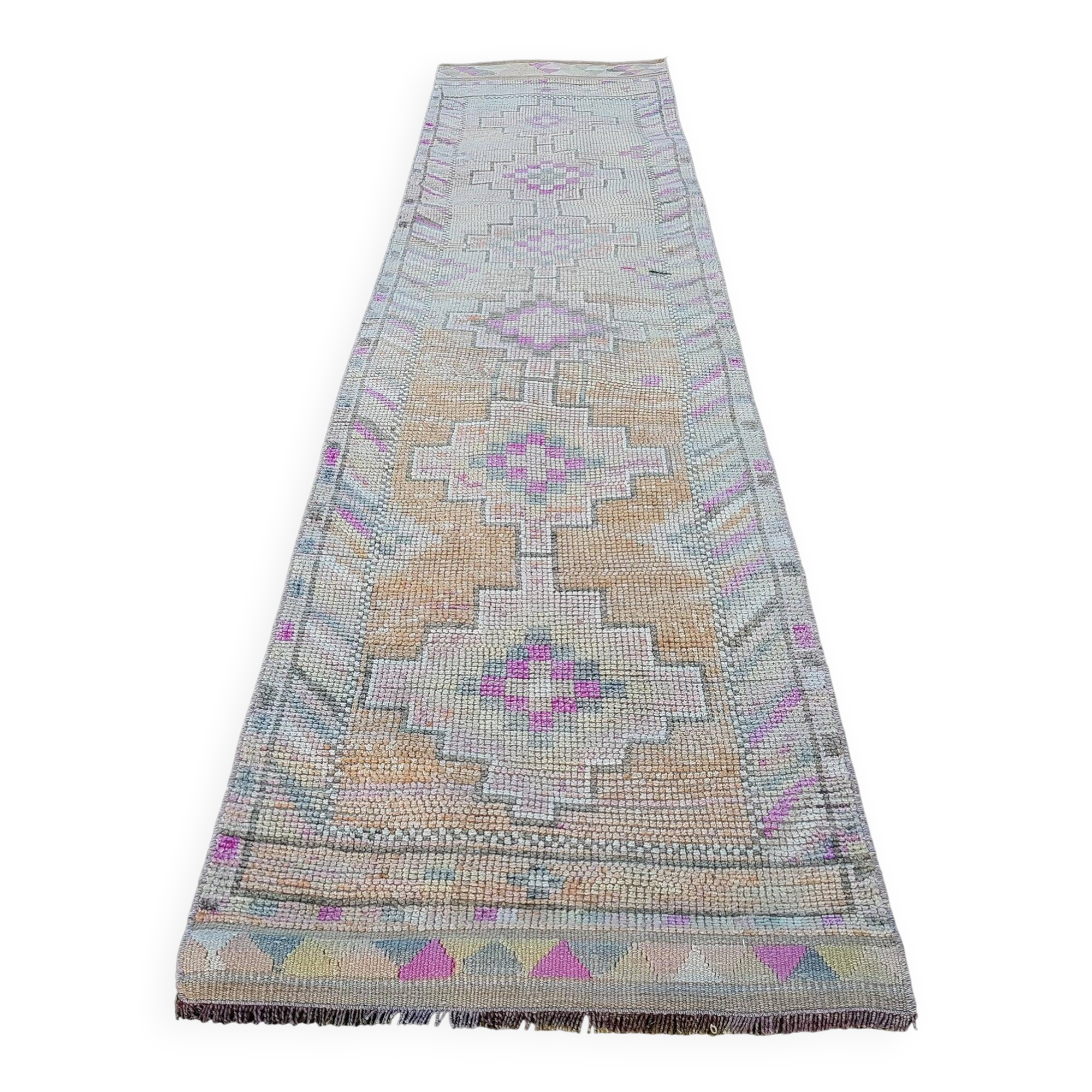 Vintage Turkish hallway rug 80x360 cm