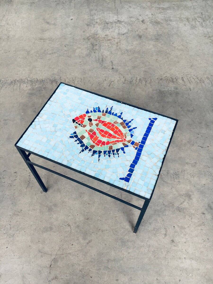 Vintage Mosaic Tile Side Table, Belgium, 1960s