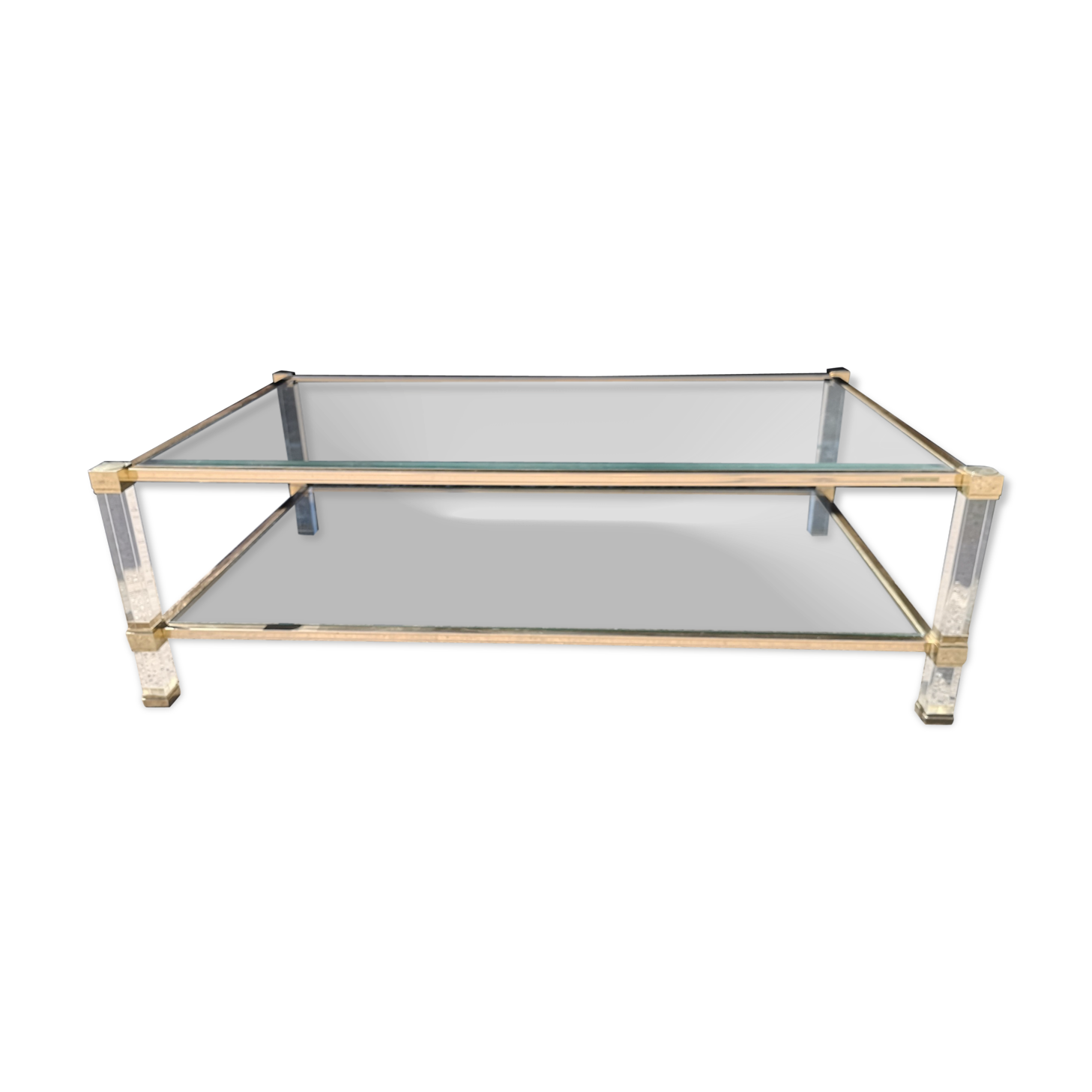 Large coffee table glass Vandel stone 1970