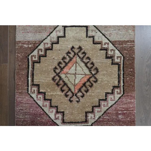 Vintage Turkish Oushak Wool Handmade Runner 74x352
