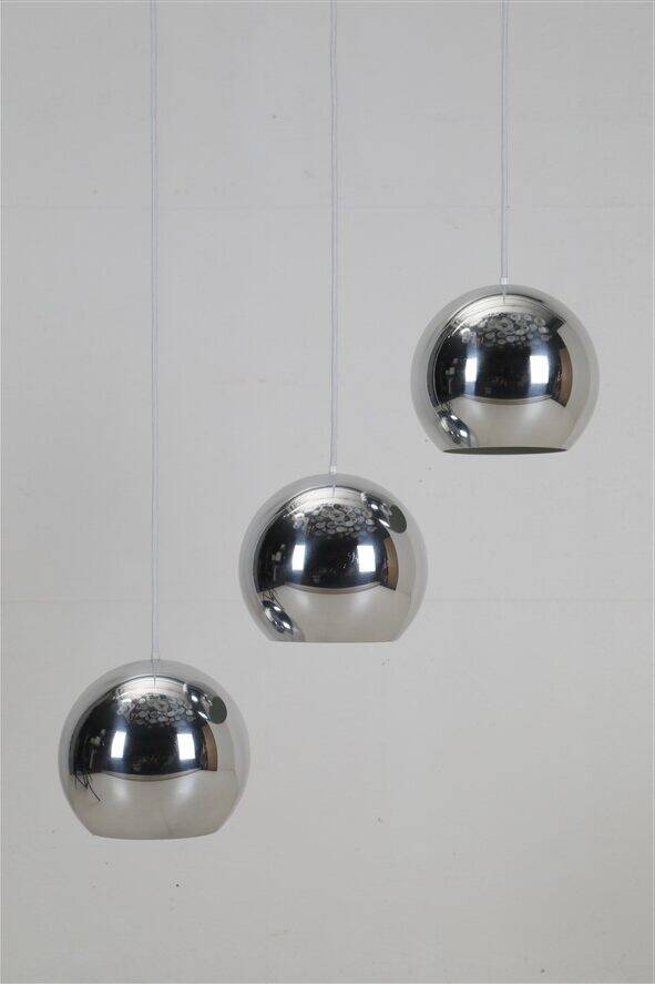 Set of 3 original Louis Poulsen / Verner Panton “Topan” pendant lamps / mid-century Danish modern design / 1960s / 1970s