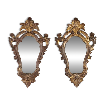 Small antique mirrors in carved and gilded wood, Italy, 20th century.