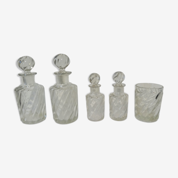 Set of twisted crystal bottles