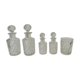 Set of twisted crystal bottles
