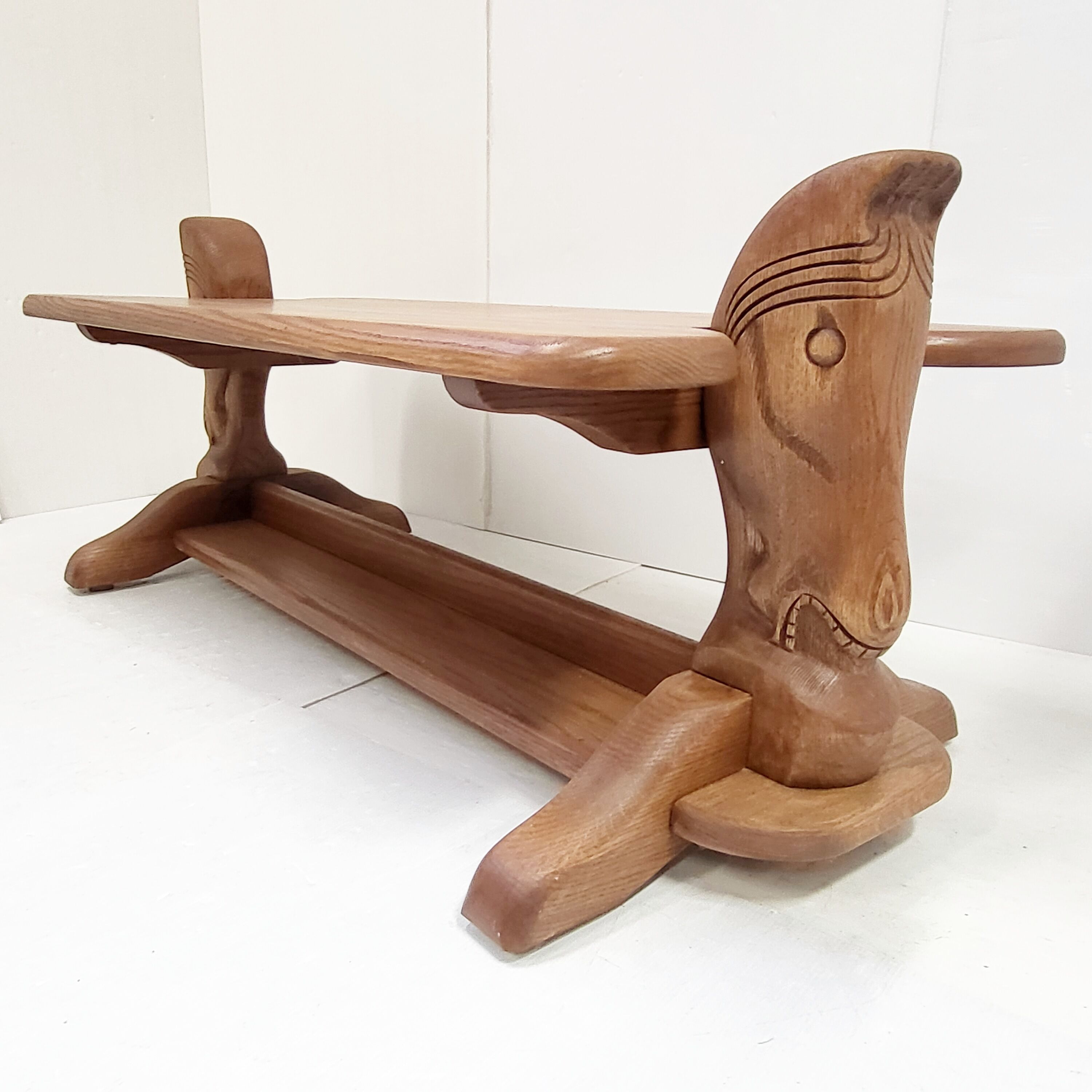 Vintage coffee table 1970 in solid oak