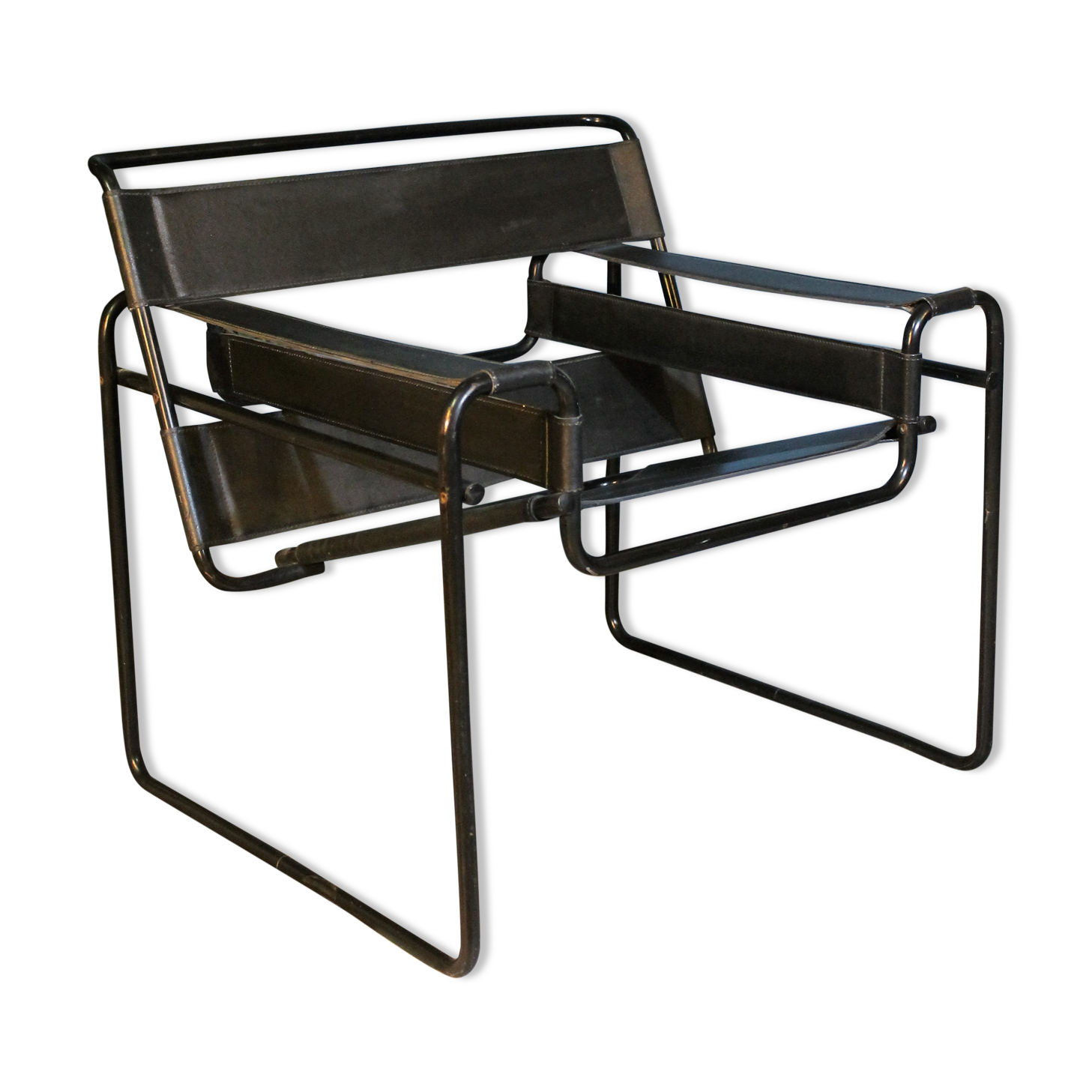 Metal armchair and leather, 1970s