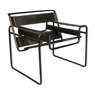 Fauteuil métal et cuir, 1970s