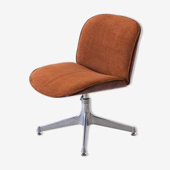 Desk Chair by Ico Parisi for Mim, Exotic Wood and Suede Leather
