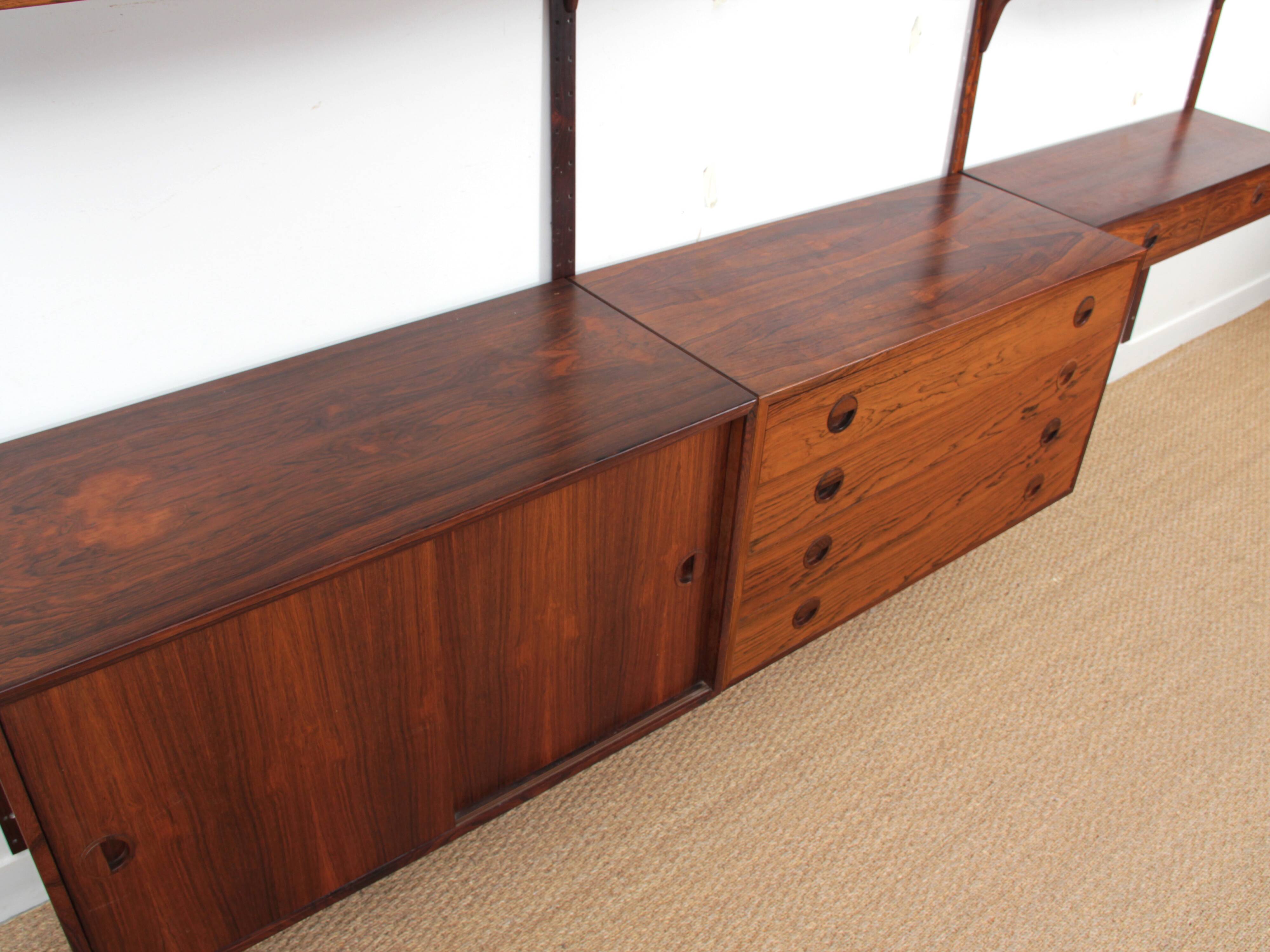 Scandinavian wall system in rosewood by Hansen & Guldborg