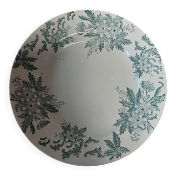Assiette en faïence terre de fer Saint Amand décor anémone