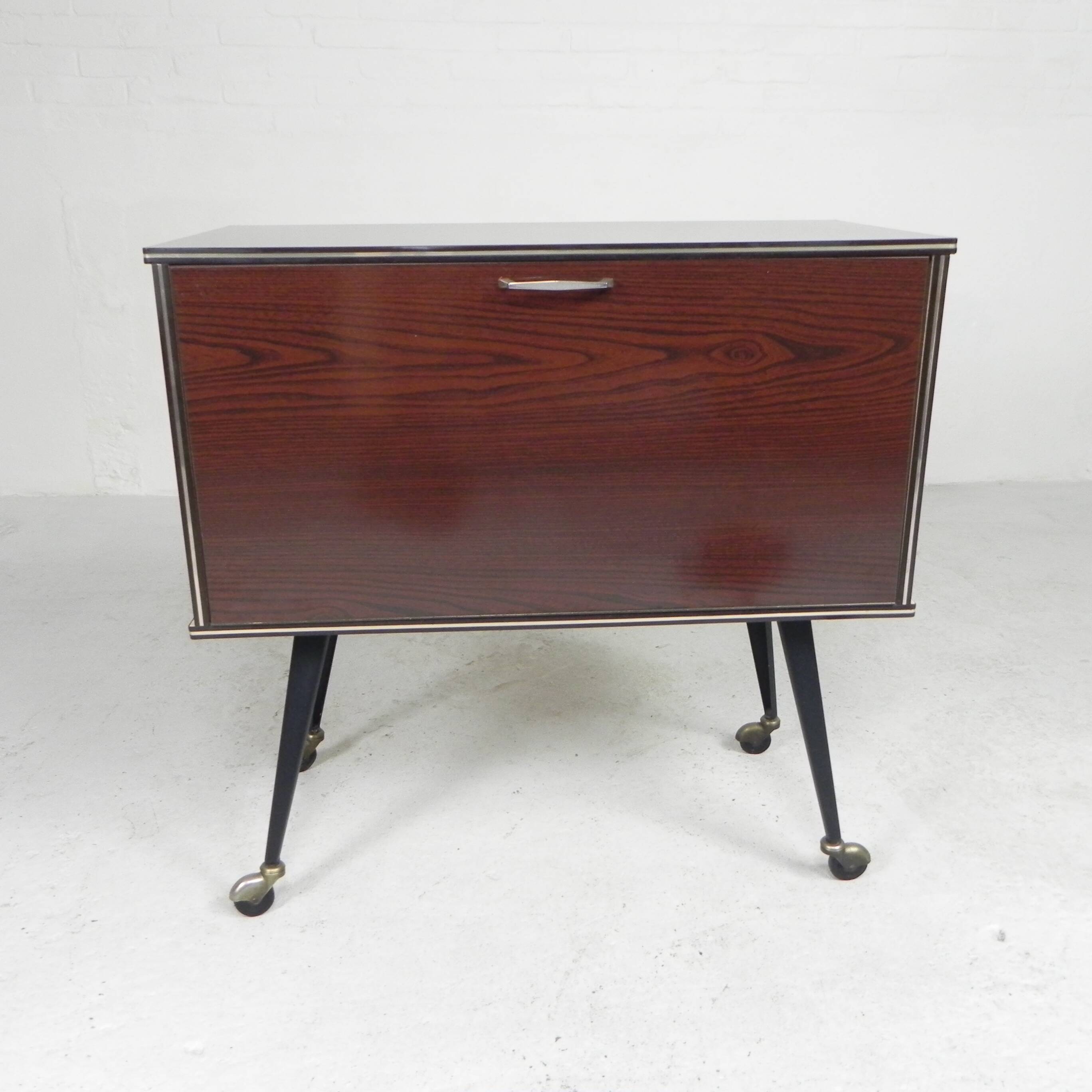Vintage drinks cabinet, bar on castors, 1960s