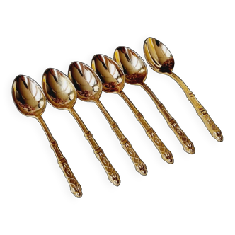 6 small espresso spoons gilded with 24k gold