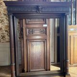 Antique carved wooden fireplace + overmantel – Napoléon III style