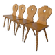 Set of 4 Vintage Tyrolean Heart Cutout Wooden Dining Chairs