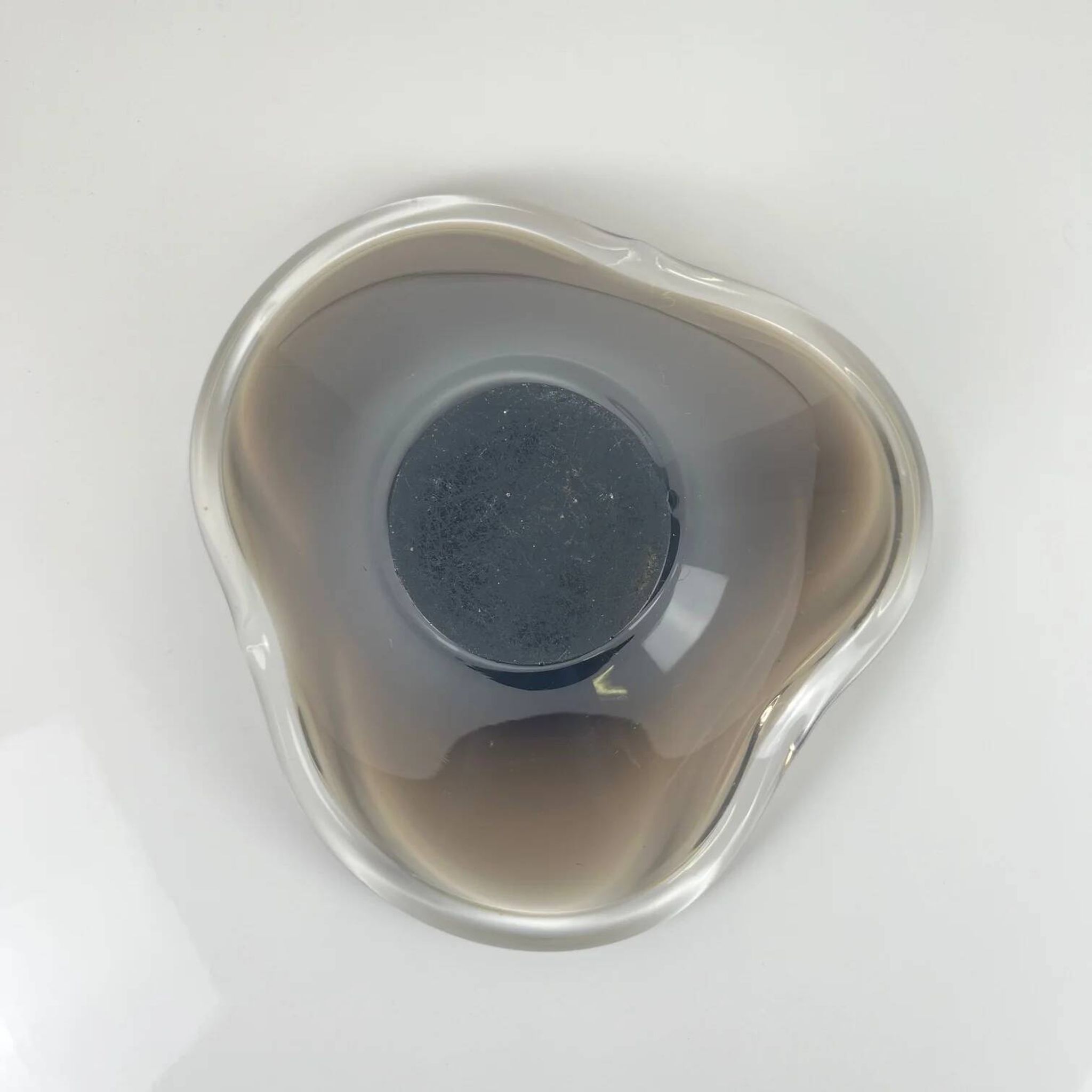 Smoked glass bowl, free-form, 1970