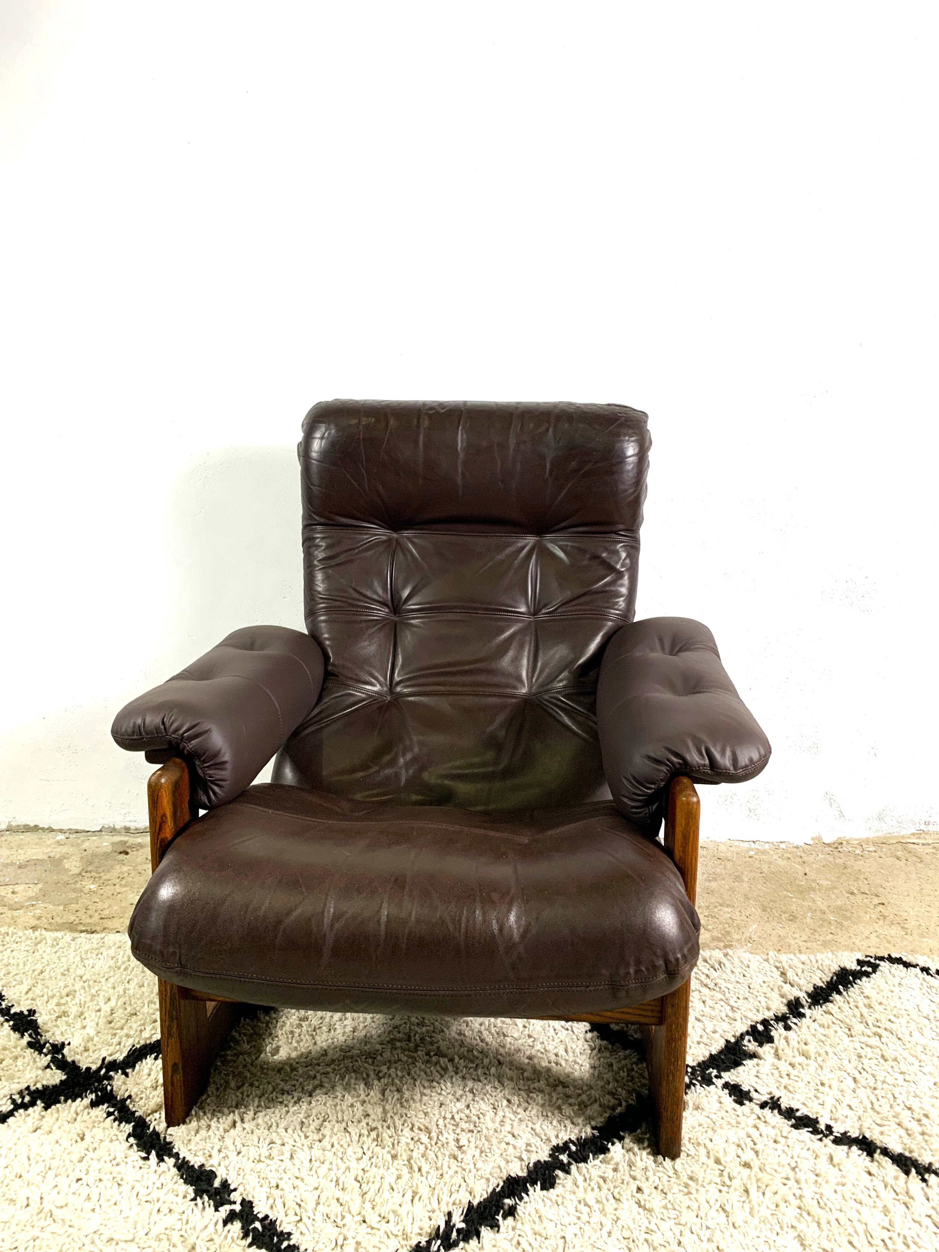 Wenge & Leather Lounge Armchair By Coja, 1981