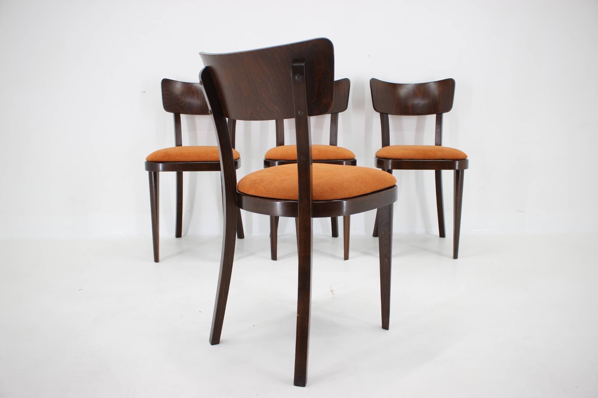 1950s Set of Four Restored Dining Chairs, Czechoslovakia