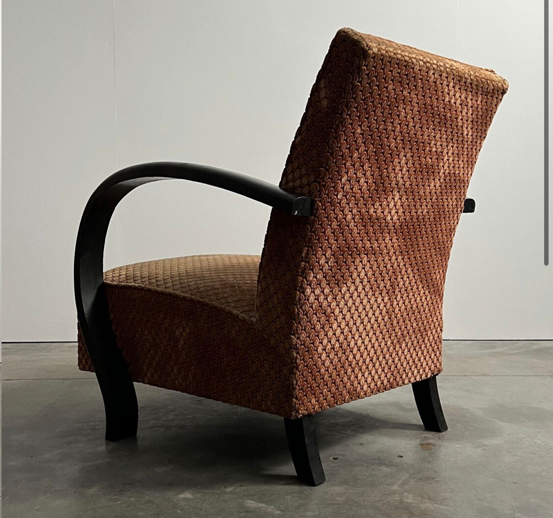 Pair of art deco velvet armchairs