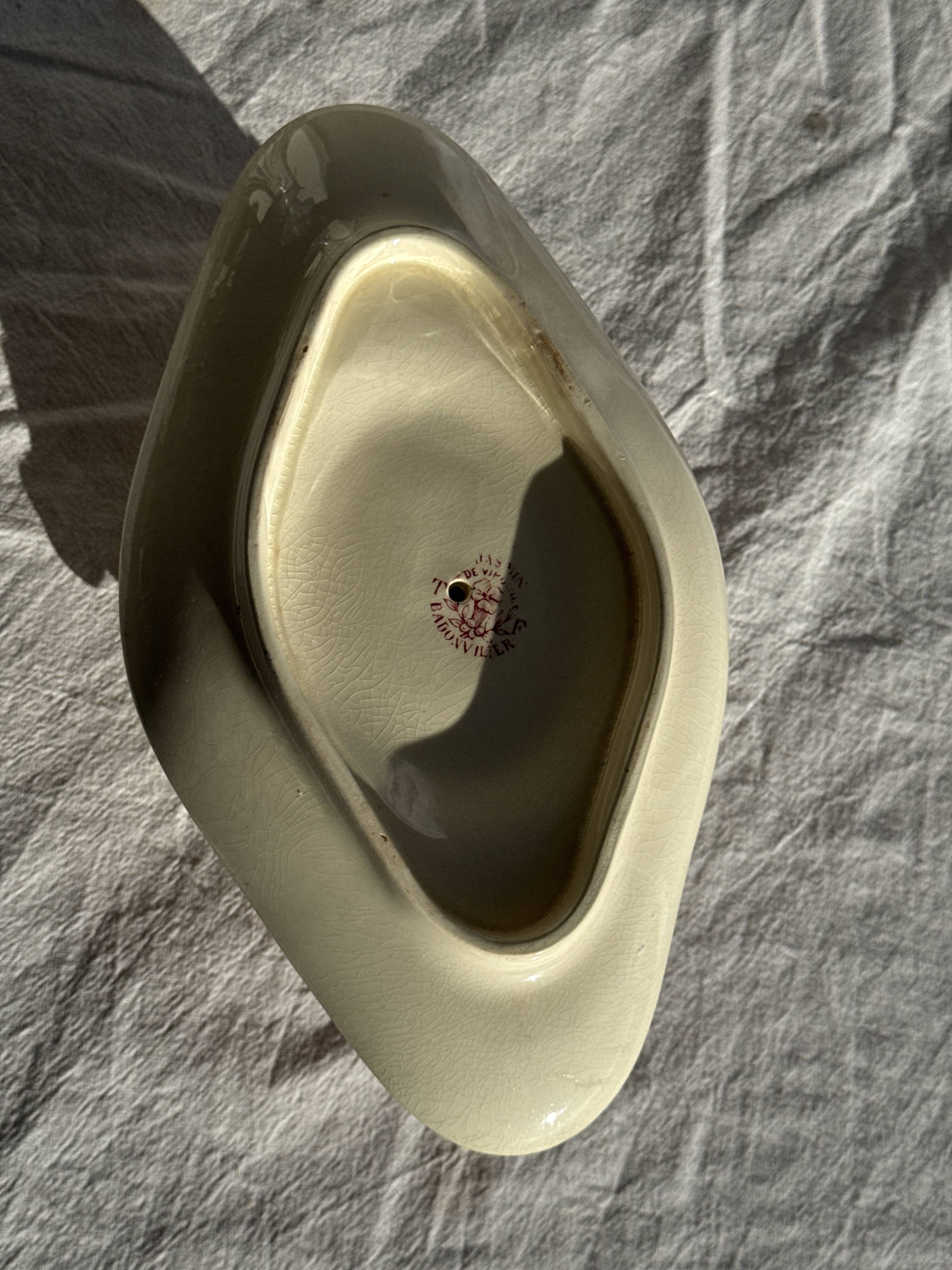 Old pink earthenware saucier Badonviller model Jasmin