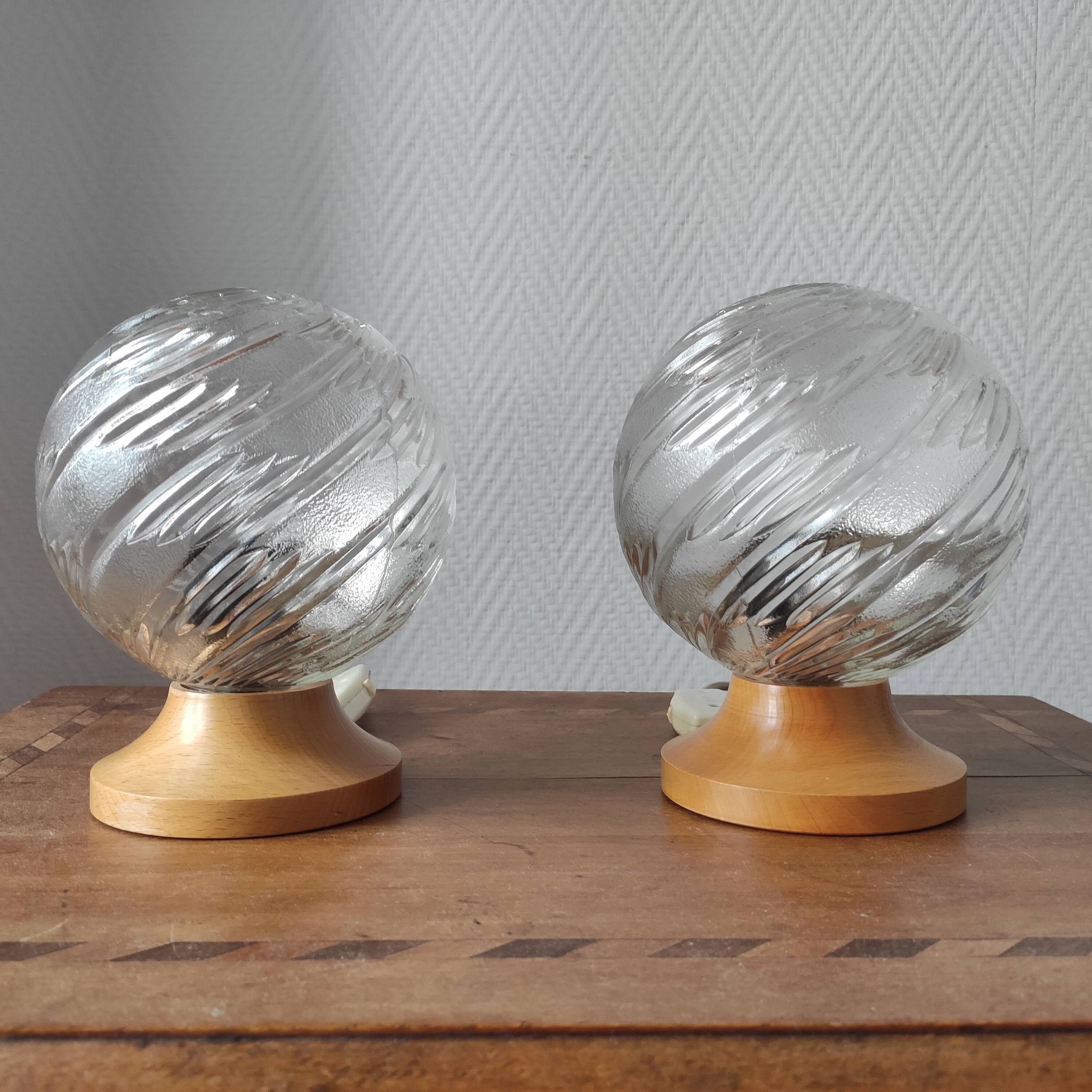 Pair of vintage 1990s globe lamps