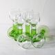 Set of 6 Vintage Limoncino Liqueur Glasses Green Stem Shot Glasses Bormioli