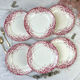 6 flat plates red iron earth longwy "reeds"