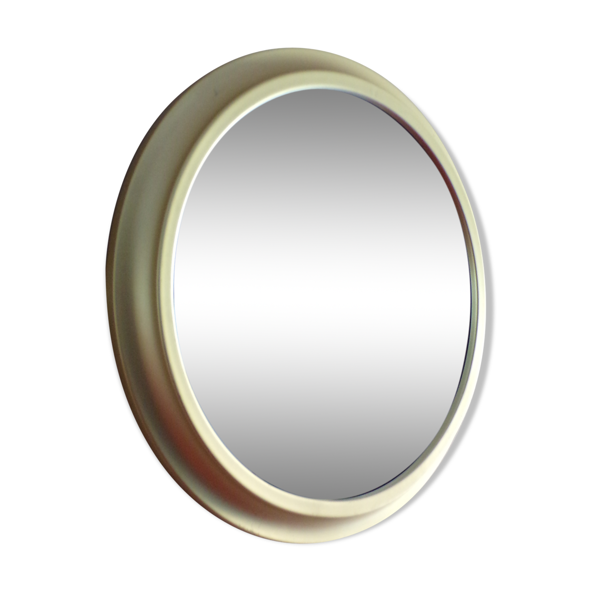 Vintage round mirror with gold metal frame 44 cm Ø