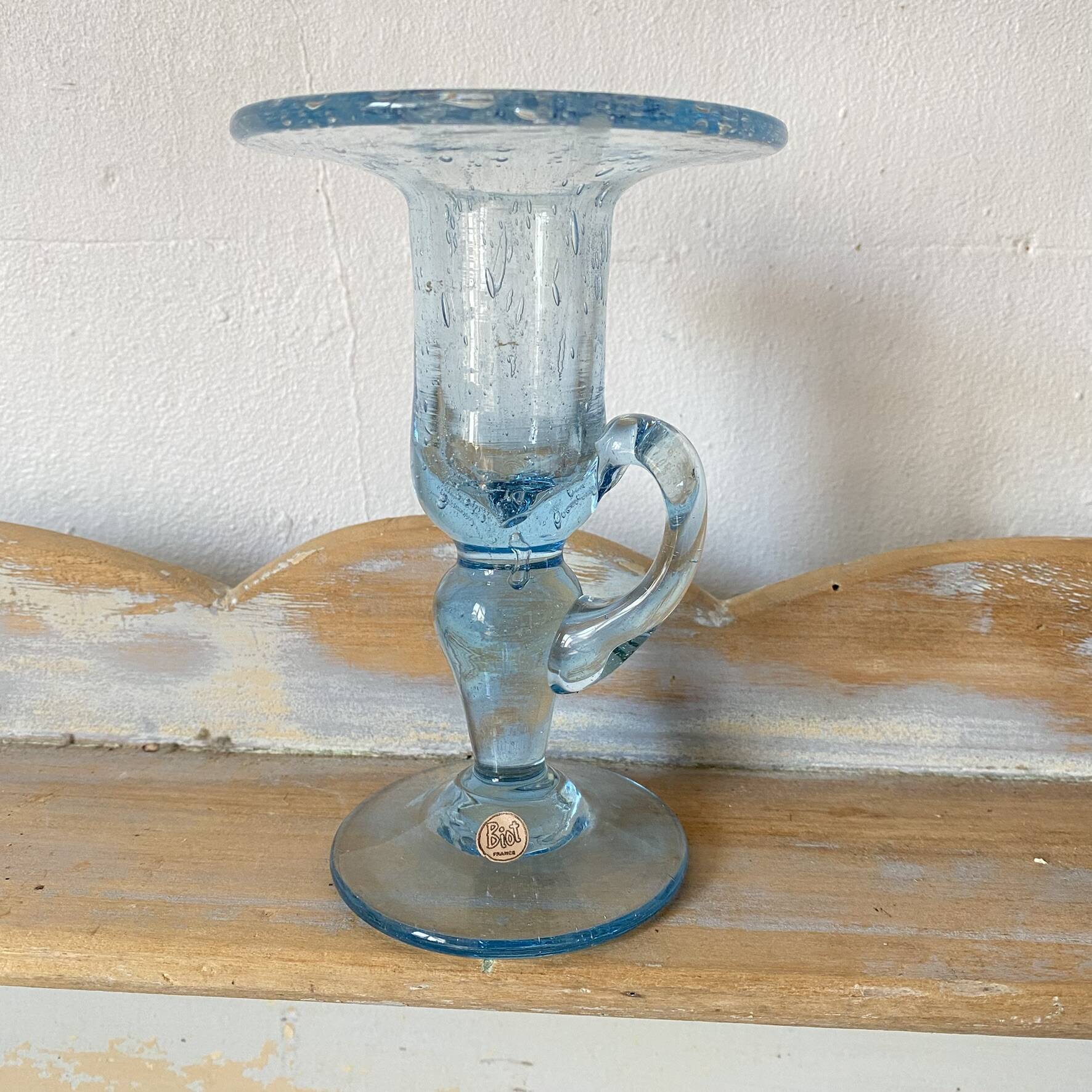 Bougeoir en verre soufflé bullé Biot