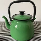 Green and black enamel coffee pot