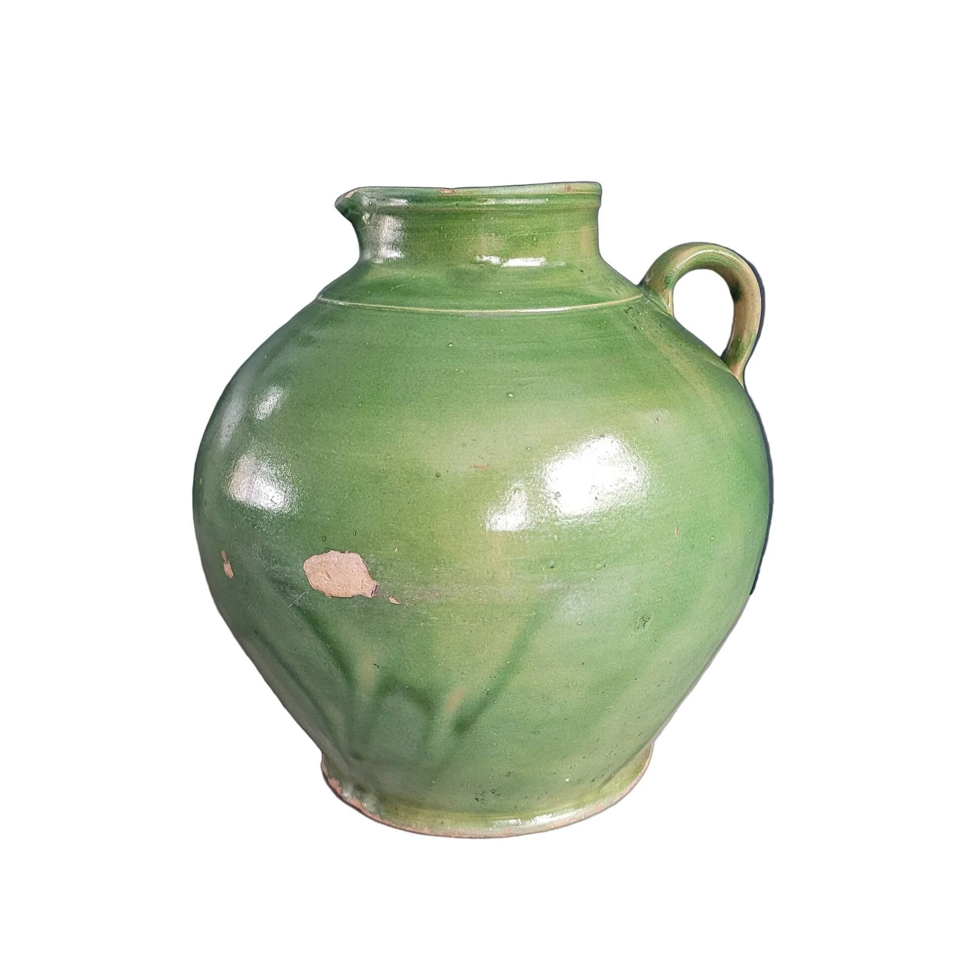 Green glazed terracotta jar