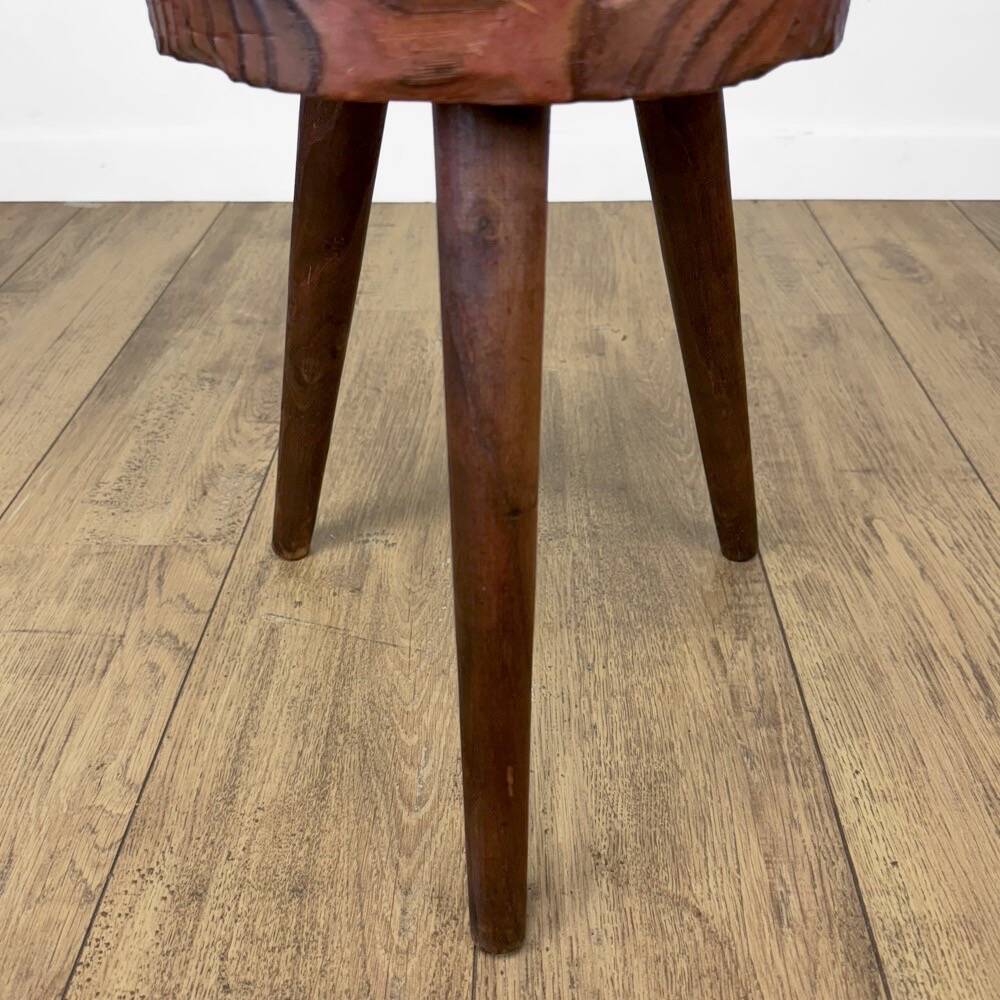 Trio of solid wood brutalist stools