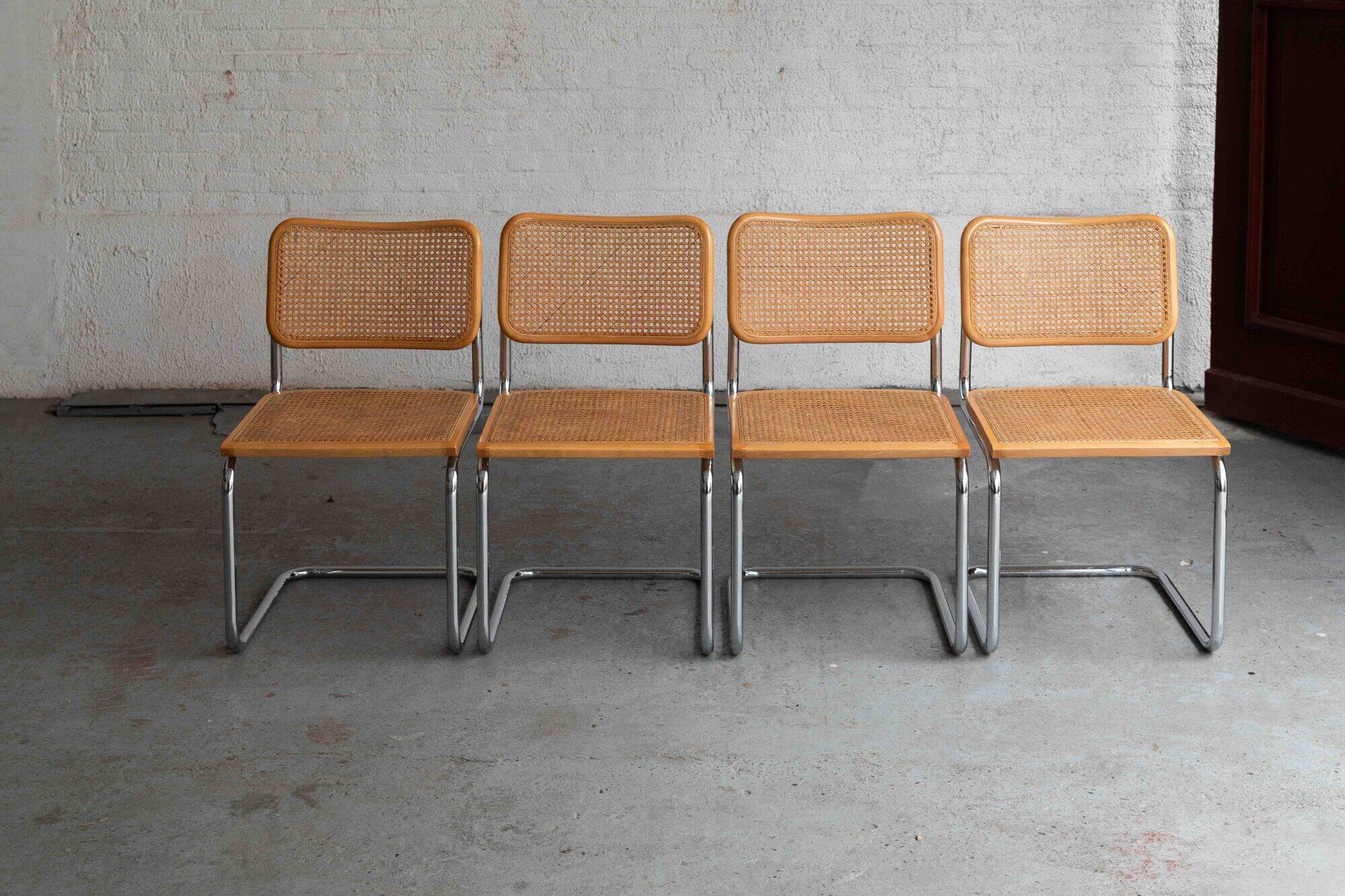 Set of 7 'Cesca' dining chairs by Marcel Breuer.