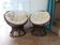 Vintage set of 2 swivel chairs in bamboo and rattan - Papasan shape