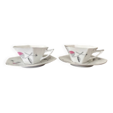 set of 2 Art Deco porcelain tea cups from Czechoslovakia