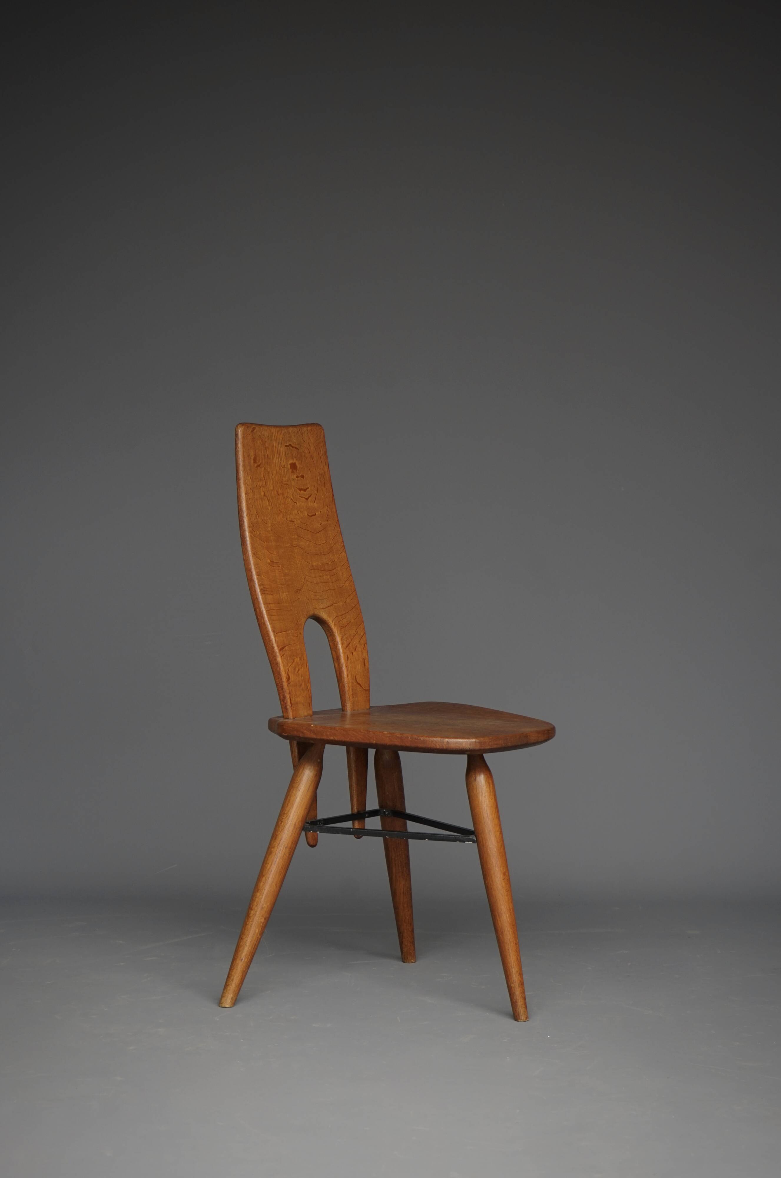 Italian Oak Side Chair, 1950s