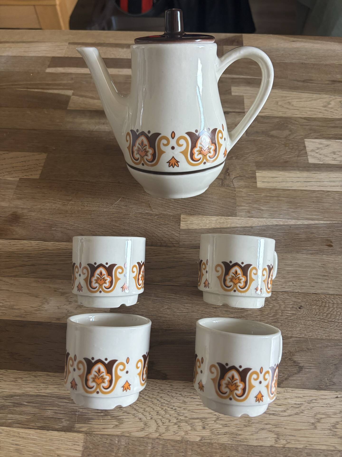 Vintage coffee service Nomar Jet – Coffee maker + 4 cups – Porcelain
