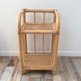 70s bamboo rattan side table