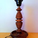 Turned wood lamp