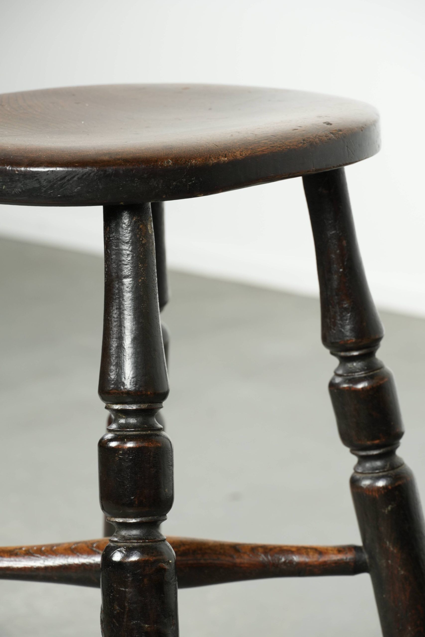 Antique English Windsor stool from the early 19th century