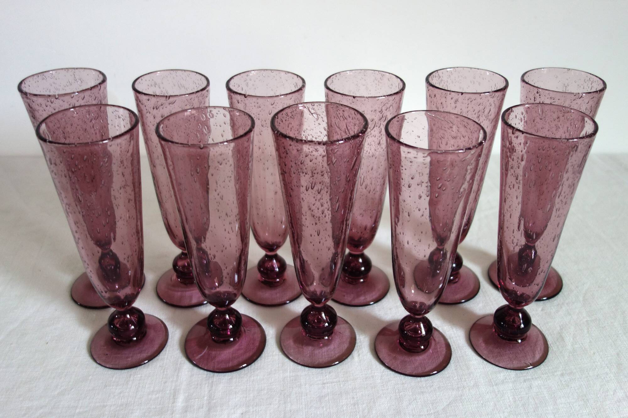 11 bubble-blown glasses Verrerie du Marais Riom