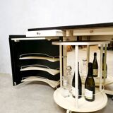 Brutalist bar trolley cocktail bar 'Ebonized oak' Belgium 1970