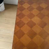 Table basse vintage bois pieds compas