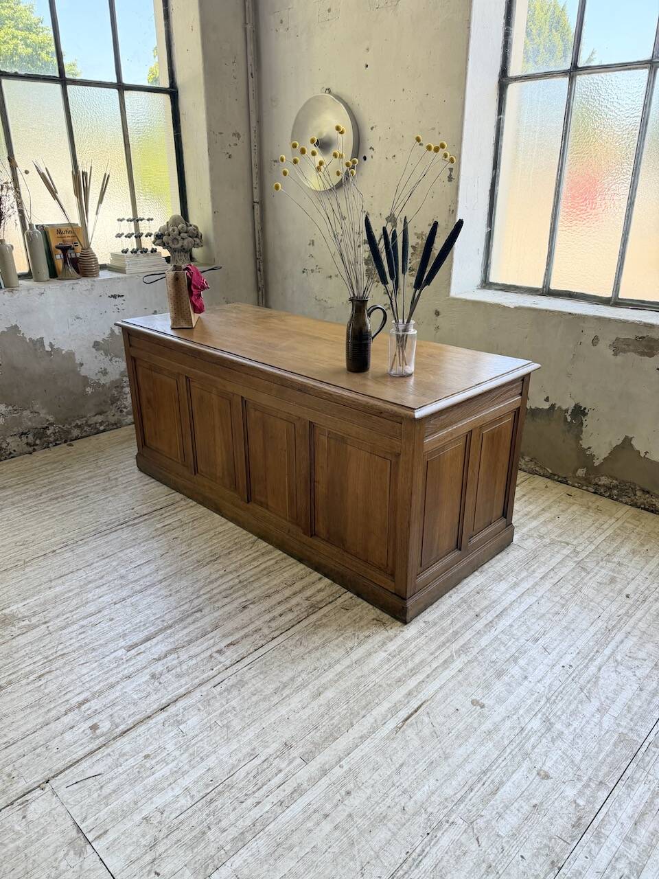 1950s oak office counter