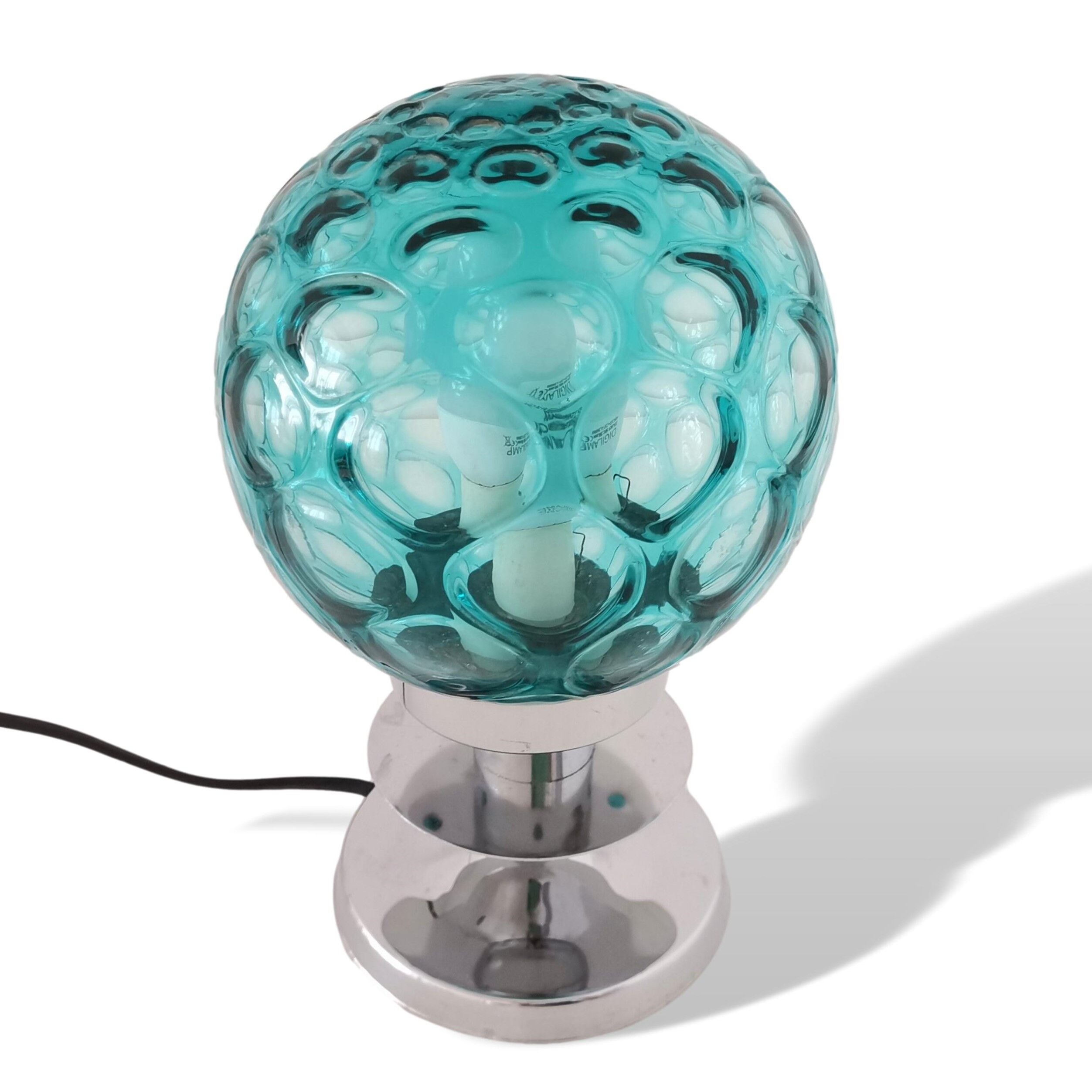 Mid century modernist green blue bubble glass lamp