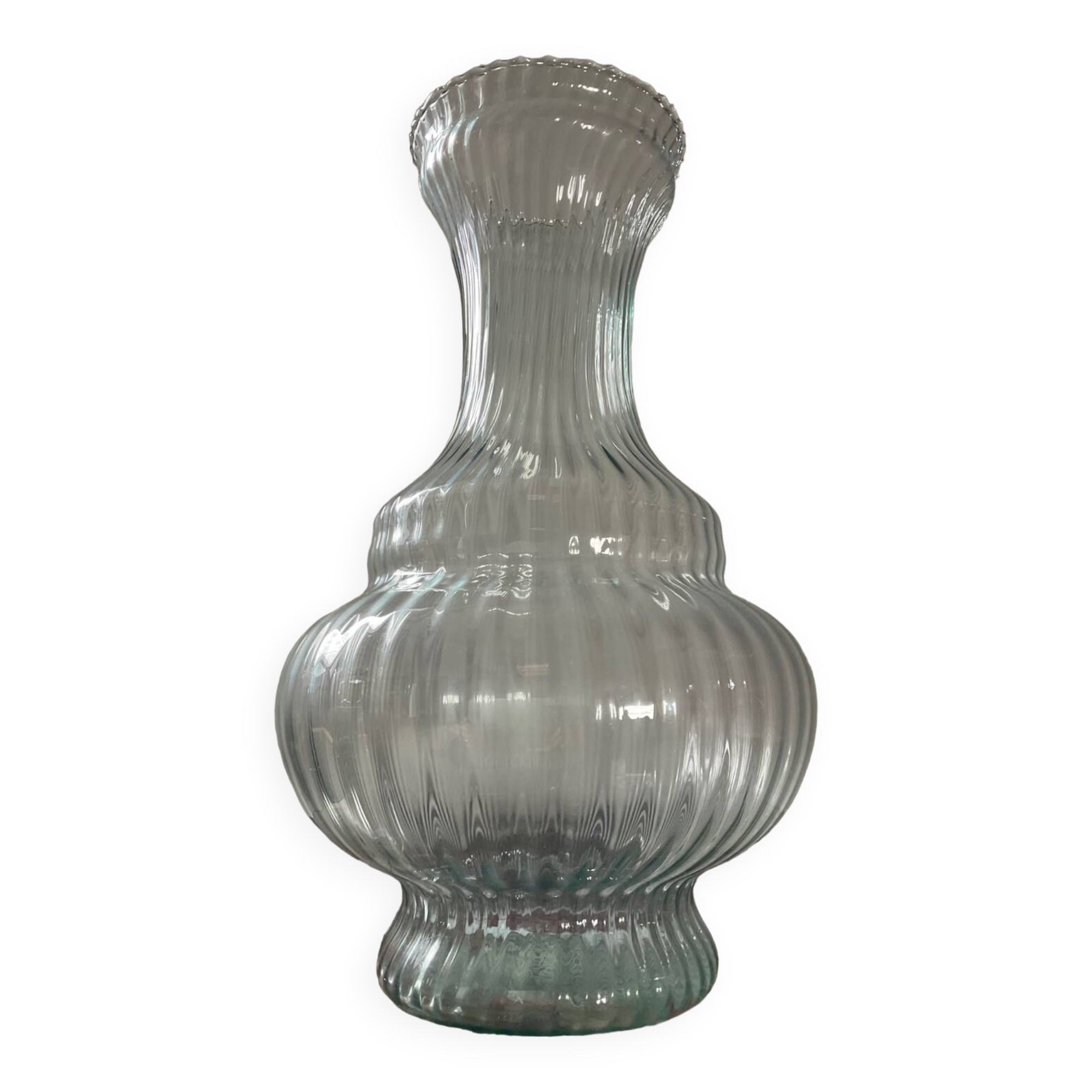 Large molded glass vase 40cm