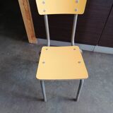 Petite chaise ecole 1950s tubee formica jaune