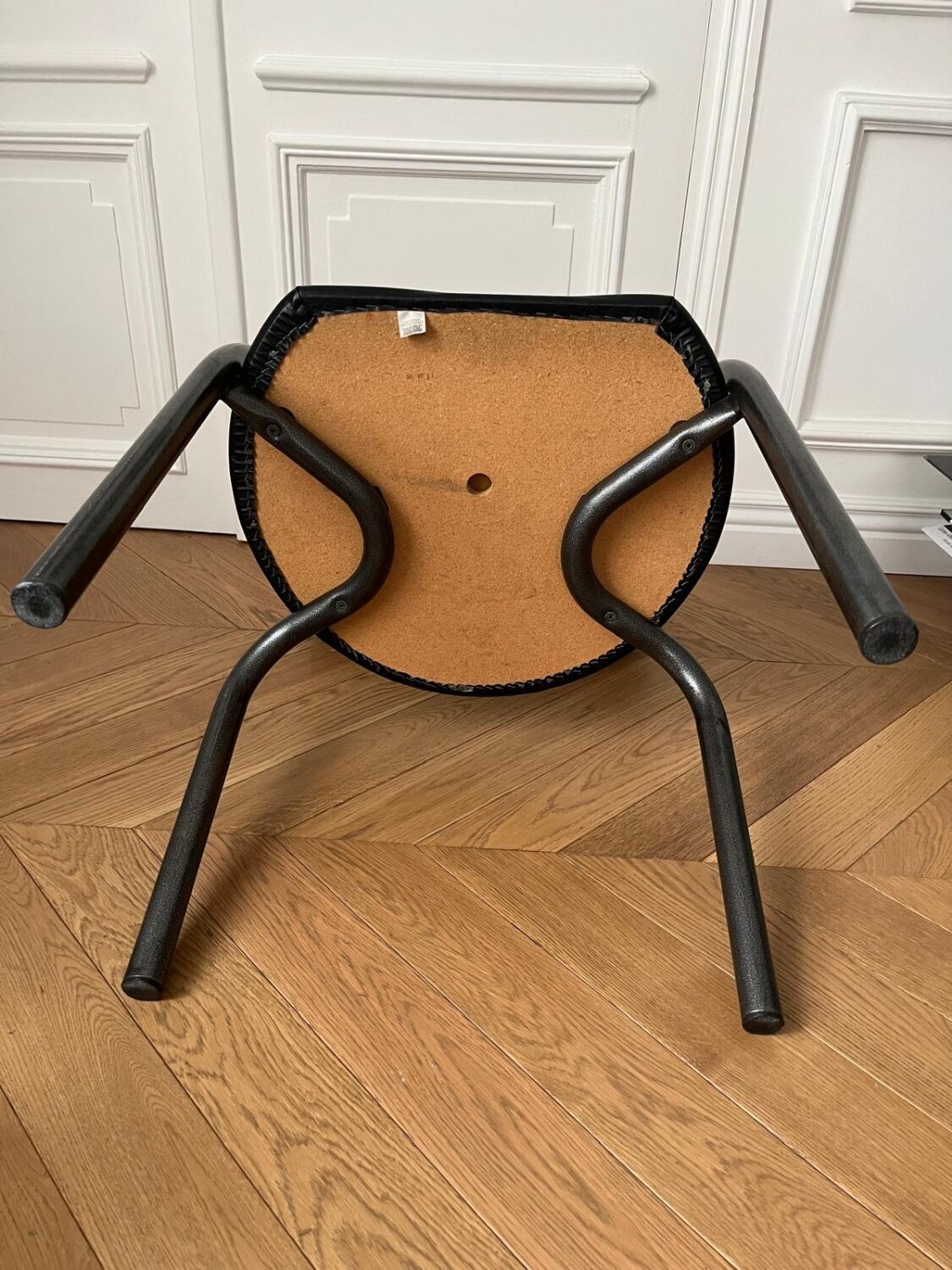 Danish design chair from the 80s, black tubular metal and faux leather.