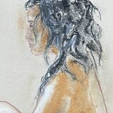 Signed pastel painting female portrait "sunlight"