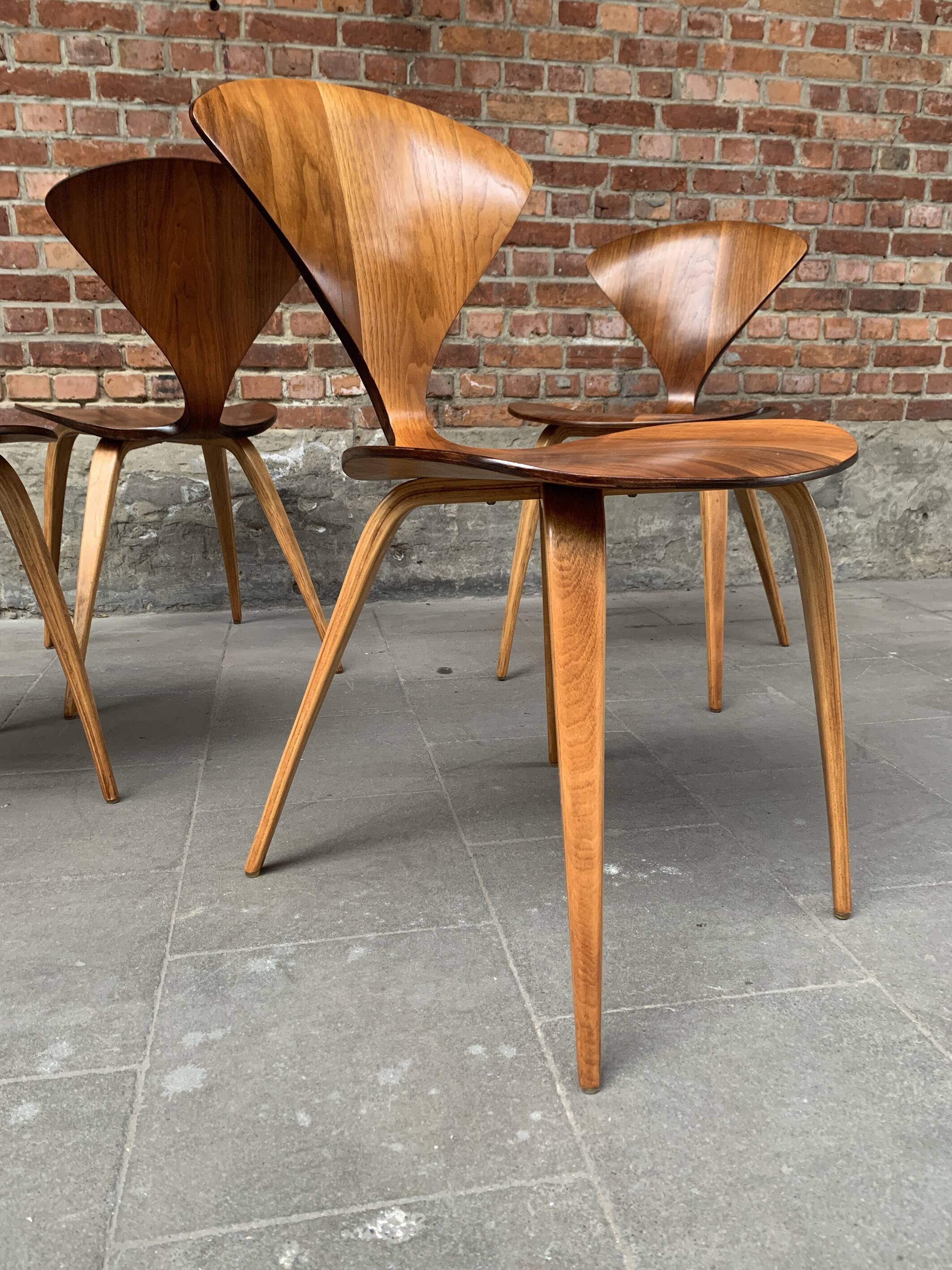 Set of 4 Norman Cherner chairs for Plycraft USA in teak, 1960s
