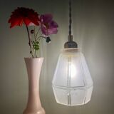 Vintage art deco frosted glass tulip pendant light